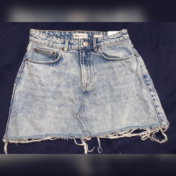 ZARA frayed denim skirt - Med - Picture 2 of 8